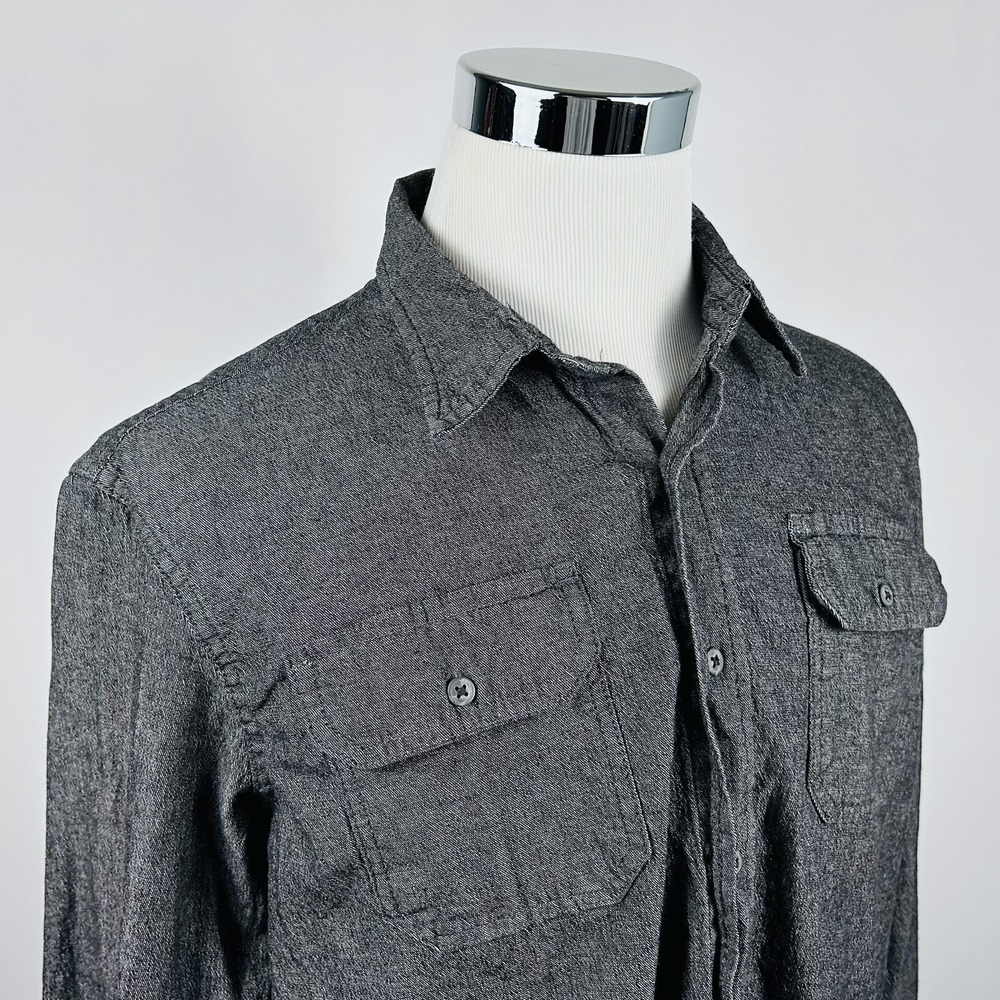 Wrangler Large Comfort Flex Denim Work Shirt Black Button Front Cotton Blend